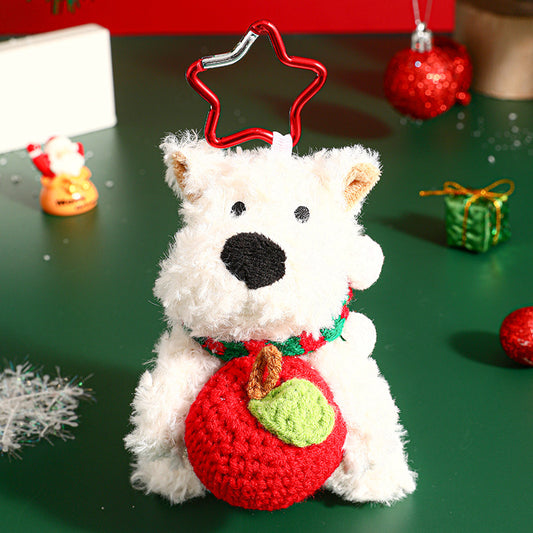 West Highland Christmas Puppy Plush Keychain - Holiday Bag Charm