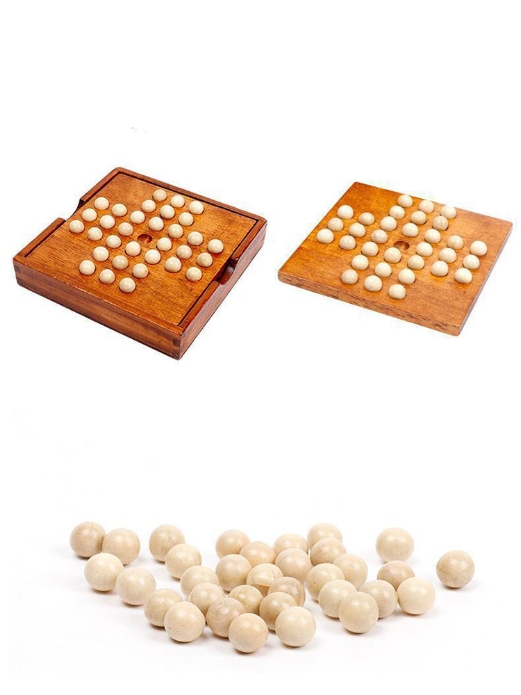Peg Solitaire Wooden Brain Teaser – Classic Logic Puzzle