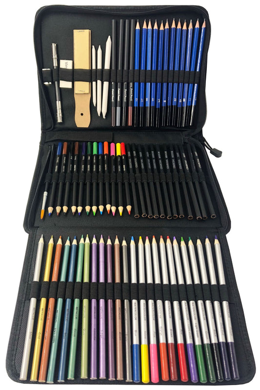 72-Piece Sketch & Charcoal Drawing Kit with Case