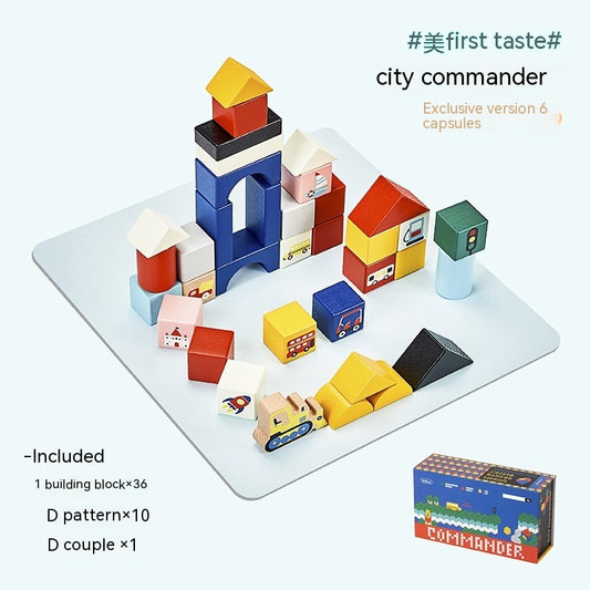 Large Particle Wooden Building Blocks Sets (36–56 pcs)