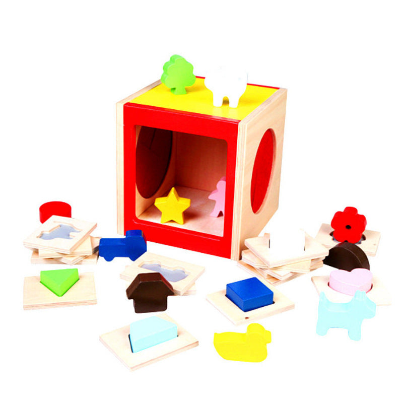 Wooden Tactile Training Box – Touch & Guess Shape Game