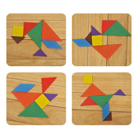 Colorful Wooden Tangram Puzzle for Kids | 7-Piece Brain Teaser