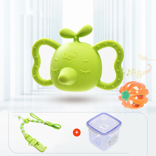 Elephant Silicone Teether Rattle with Dual Handles