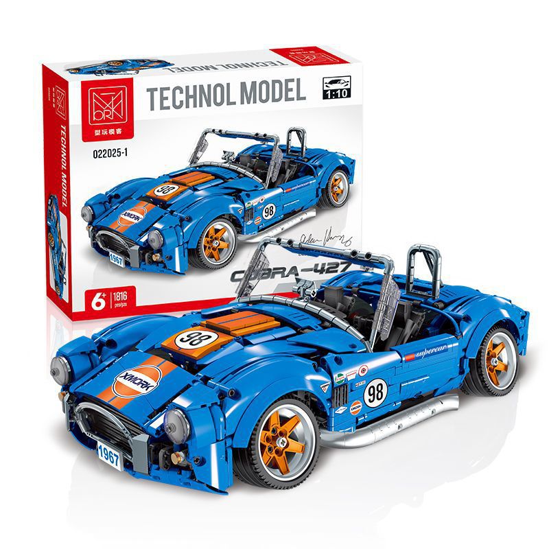 Blue Roadster 427-Style Brick Model with Side Pipes (1:10, 1816 pcs)