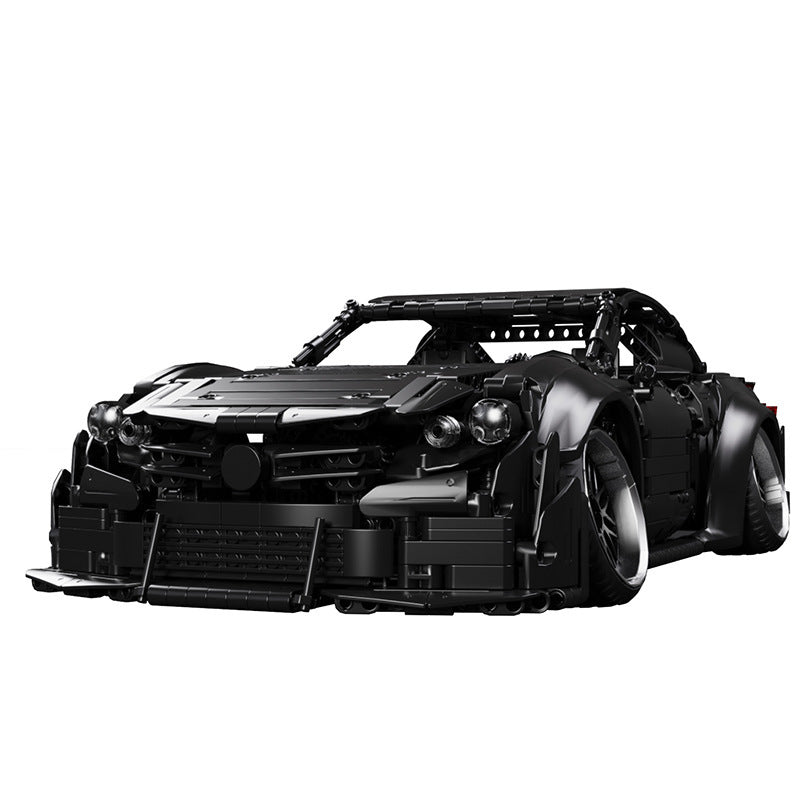 Black Warrior Sports Car C63 Racing Assembled Model Small Particle Building Blocks