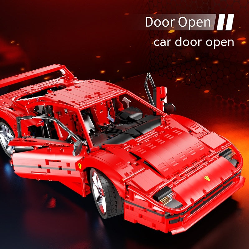 F40-Style Red Supercar Building Bricks Model, 1:8 (4026 pcs)