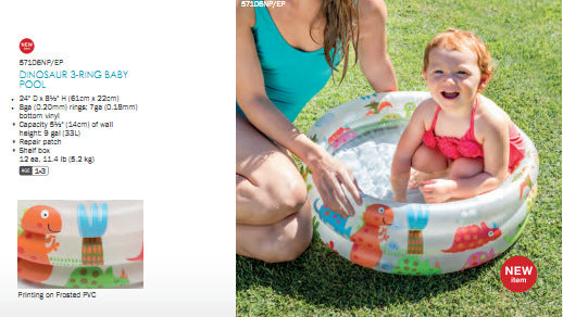 INTEX Dinosaur Baby Pool 61×22 cm with Soft Floor