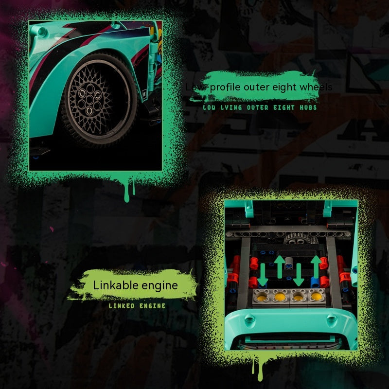 Low-Lying Tuner Hatch Brick Car with Widebody (2421 pcs, 42 cm)