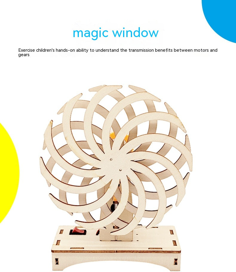 DIY Wooden Magic Window – Motorized Optical Illusion STEM Kit
