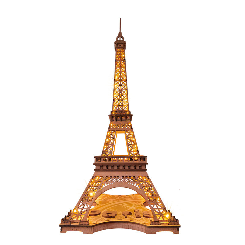 Light-up model of the Eiffel Tower on a white background