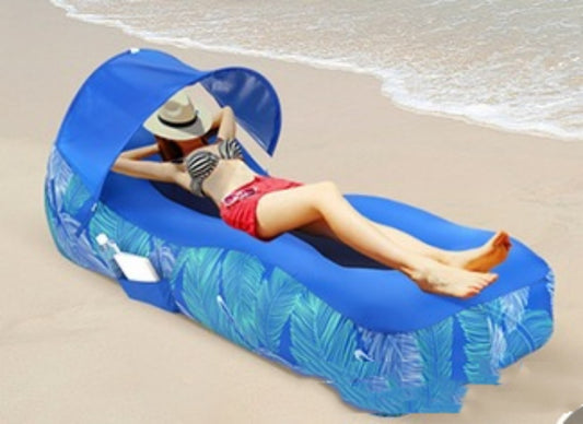 Portable Inflatable Lounger with Sunshade – Outdoor Airbed Sofa