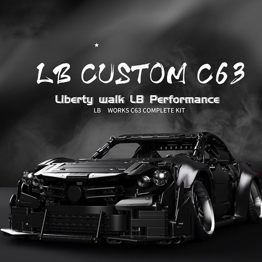 Black Warrior Sports Car C63 Racing Assembled Model Small Particle Building Blocks