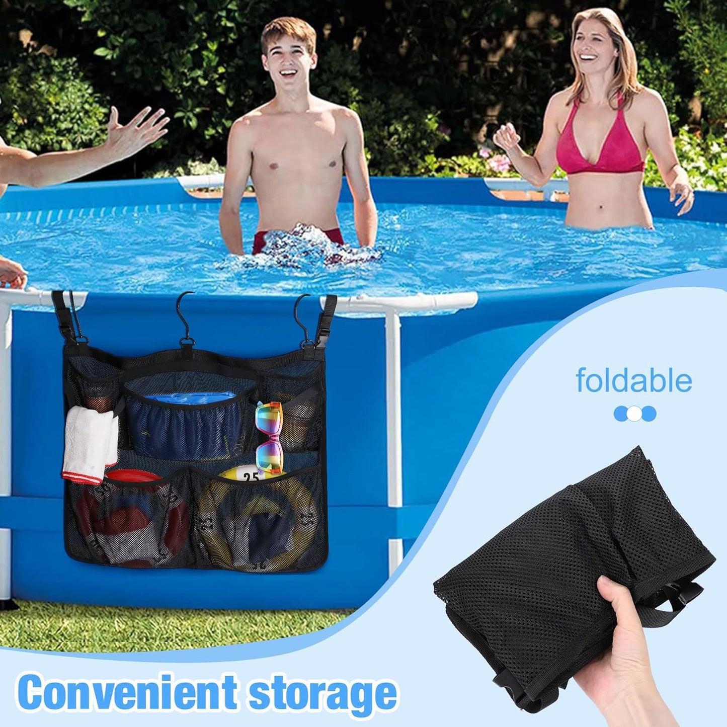Poolside Mesh Storage Bag – Large Capacity Hanging Organizer
