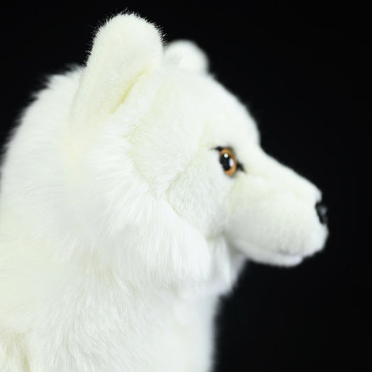 Realistic white Arctic Fox Plush Toy – 27 cm Soft Cuddle Buddy