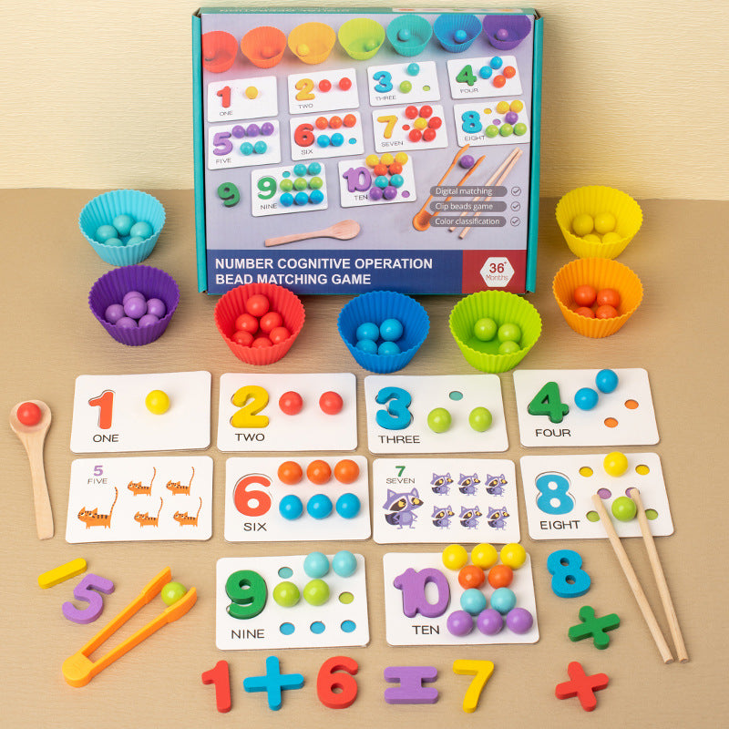 Montessori Counting Clip Beads Game with Number Cards