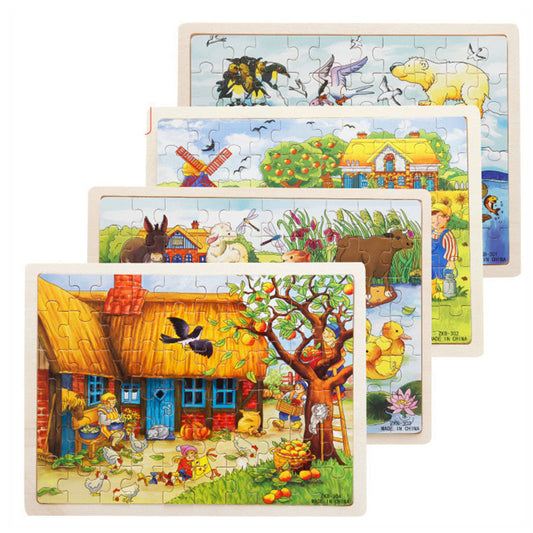 Wooden 60 Piece Kids Puzzle, Ages 3-6, Multiple Themes