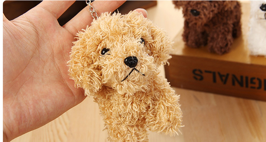 Mini Teddy Dog Plush Keychain Pendant, 10 cm