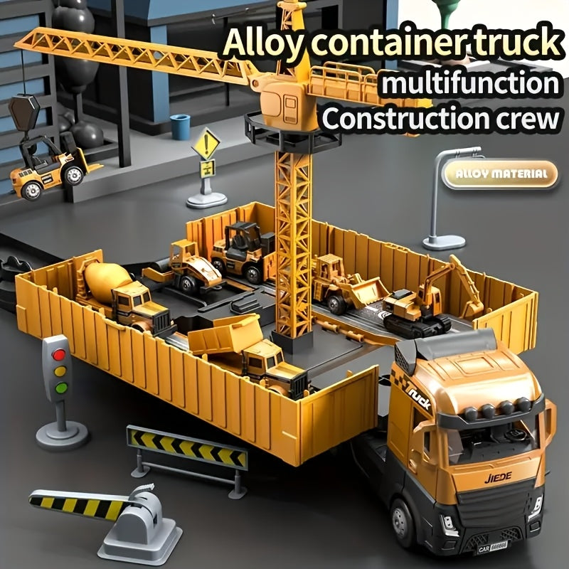 Jumbo Alloy Container Truck Set with Crane for Kids 3+