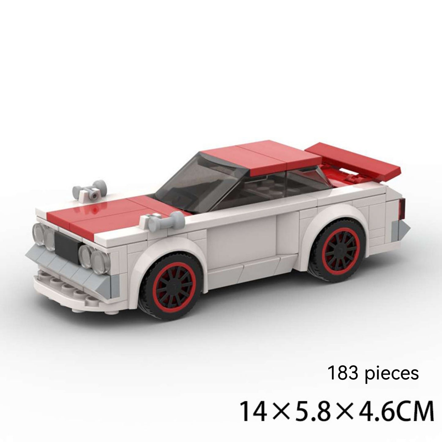 White & Red Street Racer Building Blocks (183 pcs, 14×5.8×4.6 cm)