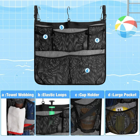 Poolside Mesh Storage Bag – Large Capacity Hanging Organizer