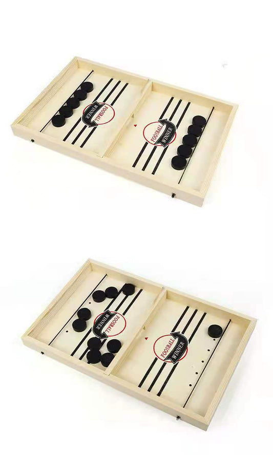 Wooden Sling Puck Table Hockey – Parent-Child Interactive Game (36×23 cm)