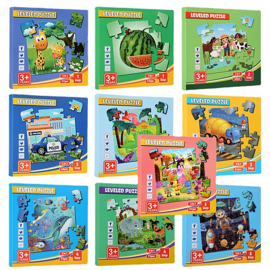 Magnetic Puzzle Book for Kids – 3-in-1 Leveled Sets (10 Themes)