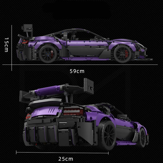 GT3 Track Car 1:8 Building Blocks, 3850 Pieces - Purple
