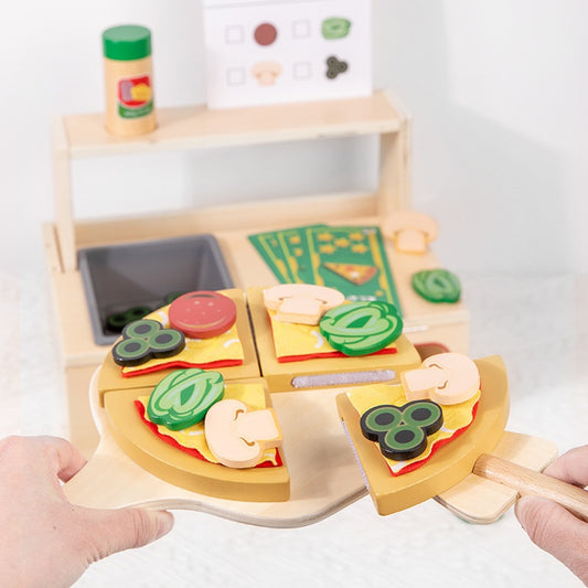 Wooden Pizza Oven Kitchen Simulation Toy Play Set