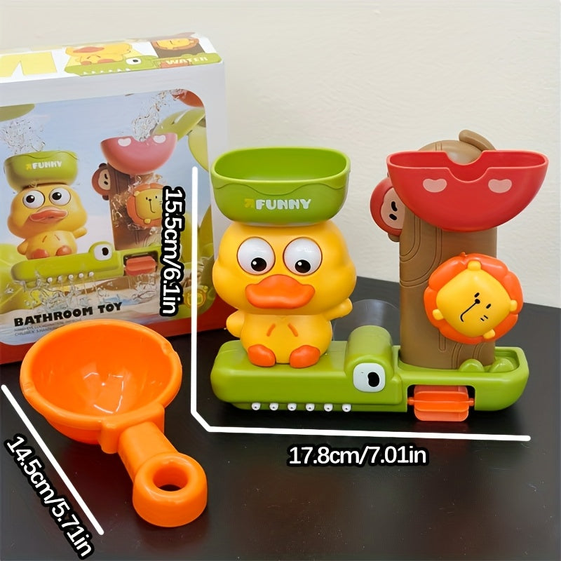 Interactive Duck Bath Toy with Suction Cups and Water Scoop