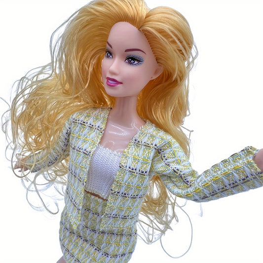 29 cm Poseable Fashion Doll with Blonde Hair and Career Outfit
