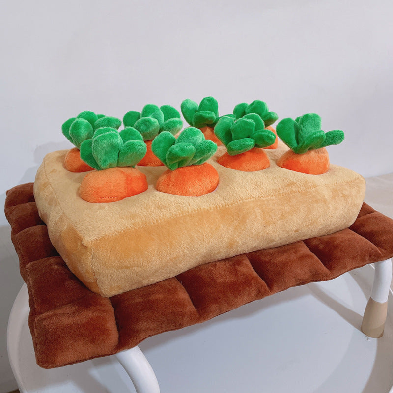 Plush Carrot Harvest Puzzle Cushion with Pullout Radishes