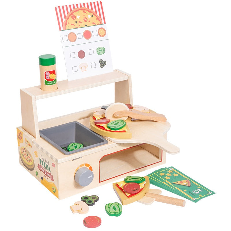 Wooden Pizza Oven Kitchen Simulation Toy Play Set