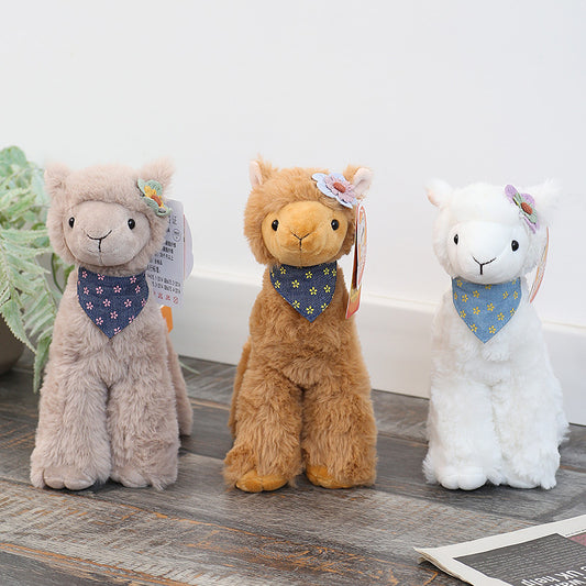 Alpaca Doll Plush – Small Cute Alpaca in Brown, Gray & White (25, 32, 40 cm)
