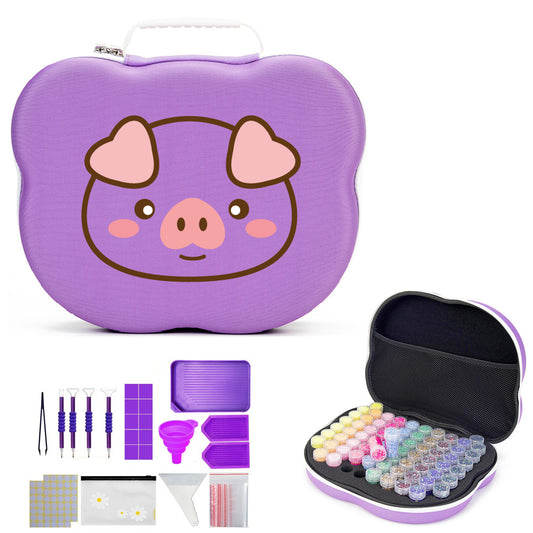 Diamond Painting Storage Case with 70 Bottles – EVA Organizer (Purple or Black)