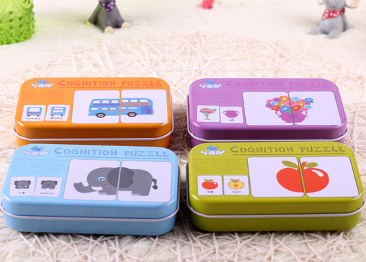 Kids Literacy Flashcards in Tin Box – Picture & Word Matching