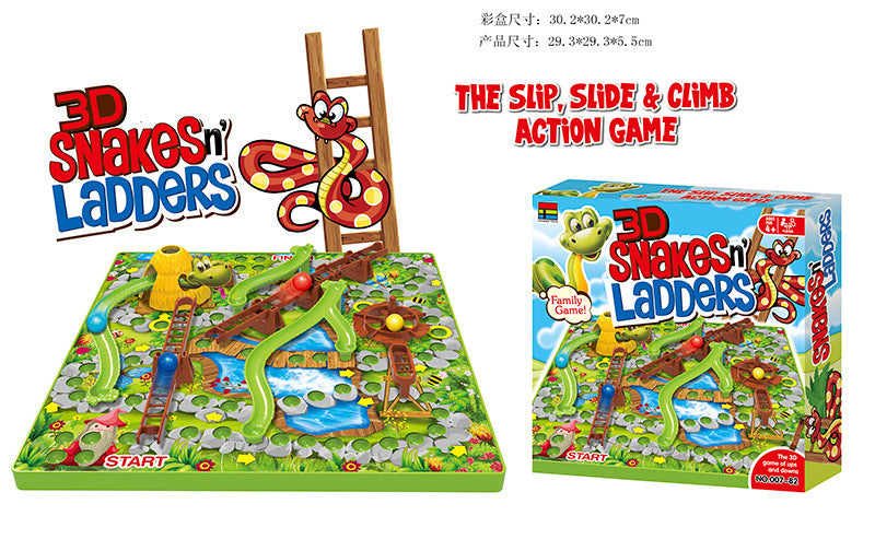 3D Snakes and Ladders - Family Board Game with Fun Obstacles