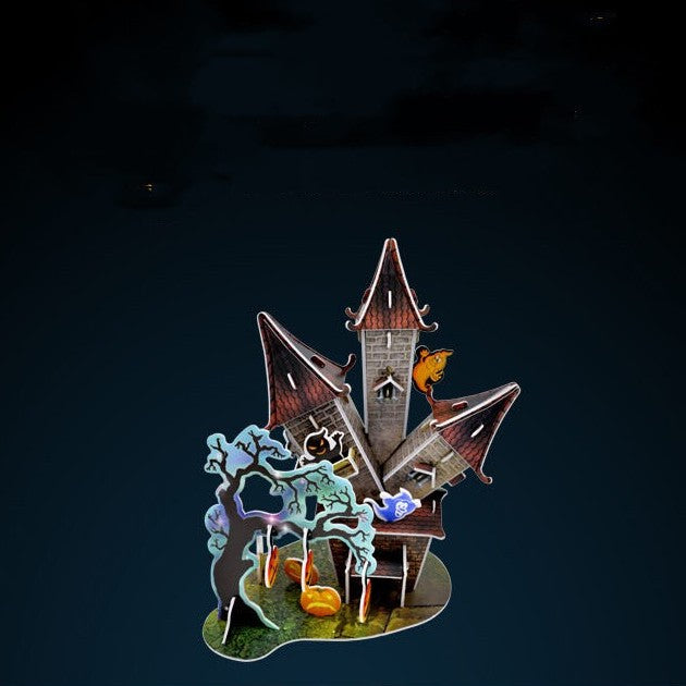 3D Halloween Castle & Tree House Puzzle – Fun DIY Paper Models (Ages 7–14)