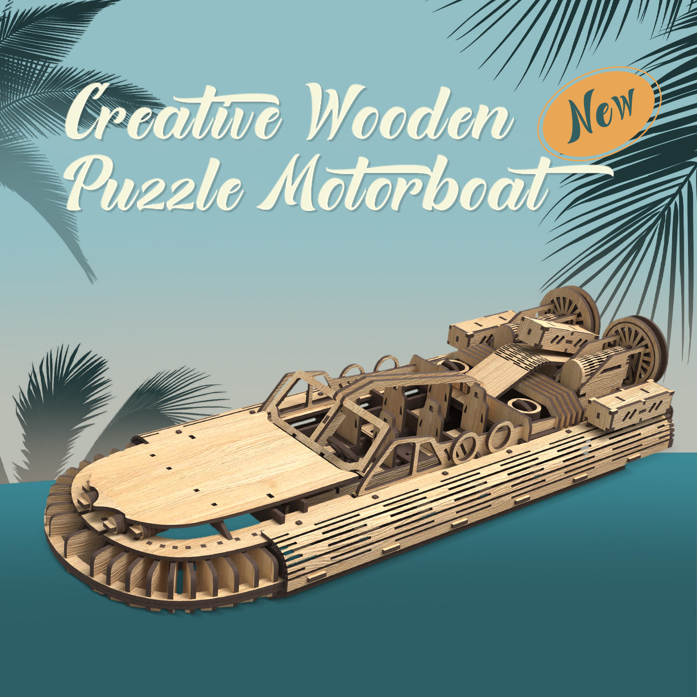 3D Wooden Puzzle – Speedboat – DIY Model Kit (Alan Gale Style)