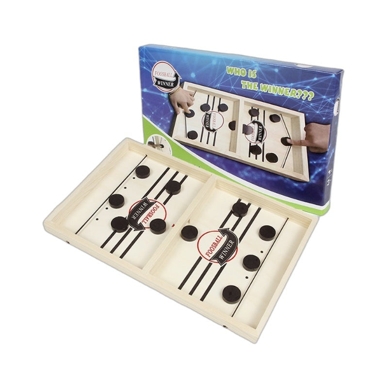 Wooden Sling Puck Table Hockey – Parent-Child Interactive Game (36×23 cm)