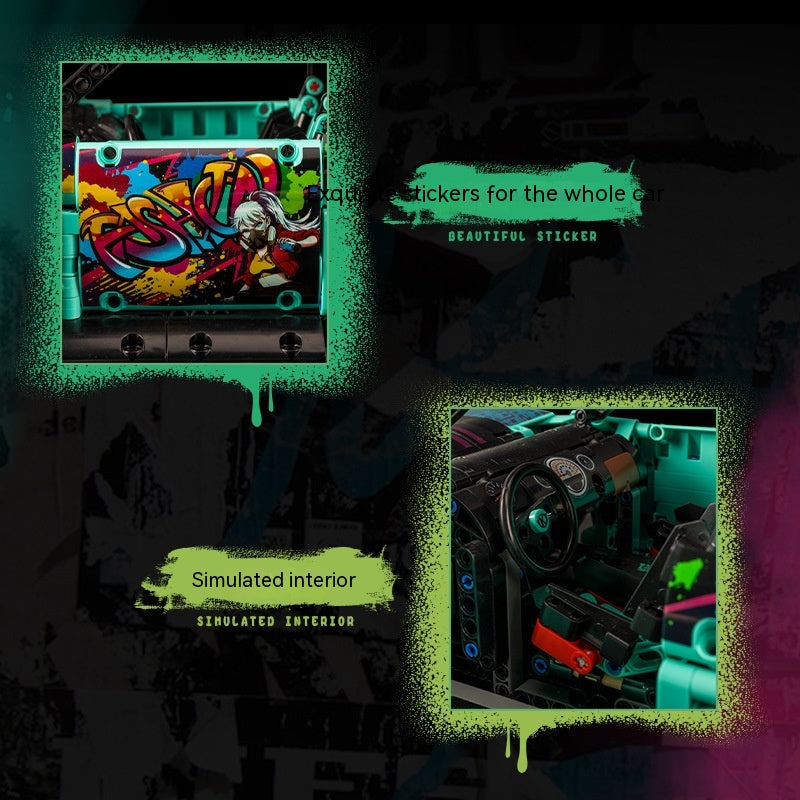 Low-Lying Tuner Hatch Brick Car with Widebody (2421 pcs, 42 cm)