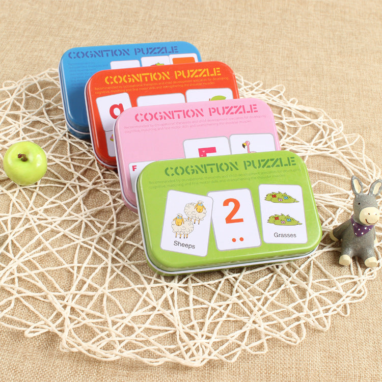 Kids Literacy Flashcards in Tin Box – Picture & Word Matching