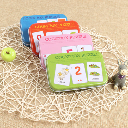 Kids Literacy Flashcards in Tin Box – Picture & Word Matching