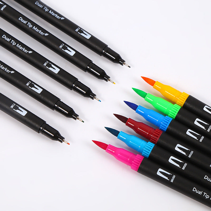 Dual Tip Watercolor Brush & Fineliner Marker Set (12–168 Colors)