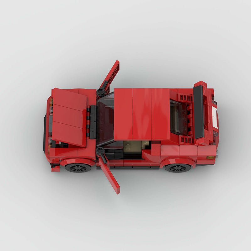 Classic Red Coupe 8-Stud Building Blocks (Compact 15.6×8×5 cm)