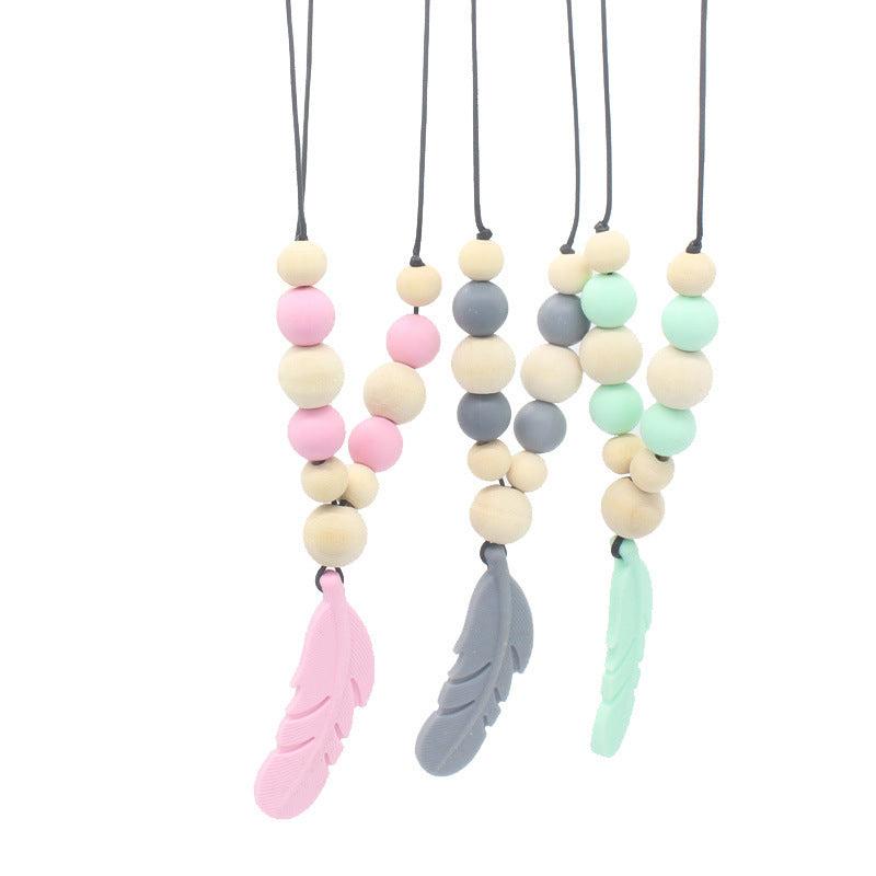 Feather Silicone Teether Necklace for Babies