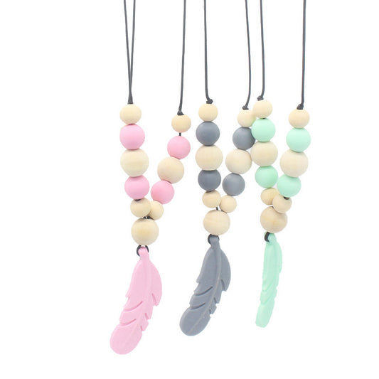 Feather Silicone Teether Necklace for Babies
