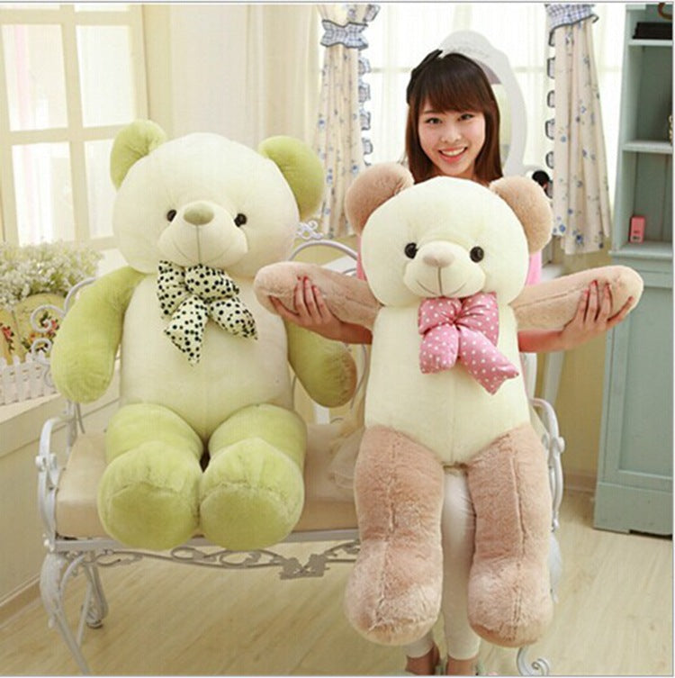 Two-Tone Candy Color Bow-Tie Teddy Bear Plush Toy (60–160 cm)
