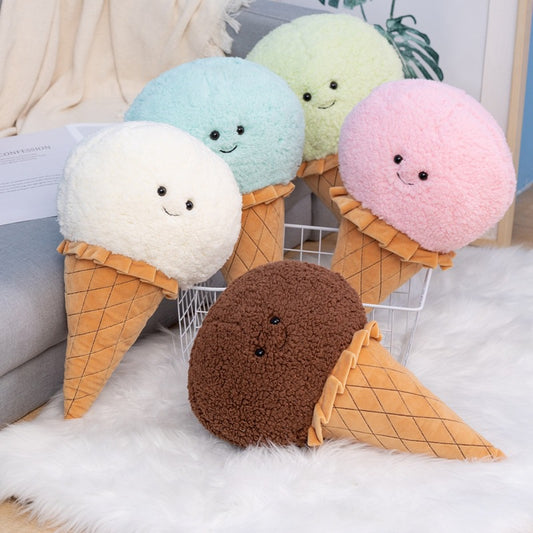 Ice Cream Cone Plush Pillow – 46 cm Scoop in 5 Flavours