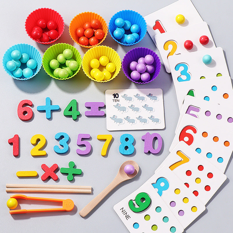 Montessori Counting Clip Beads Game with Number Cards