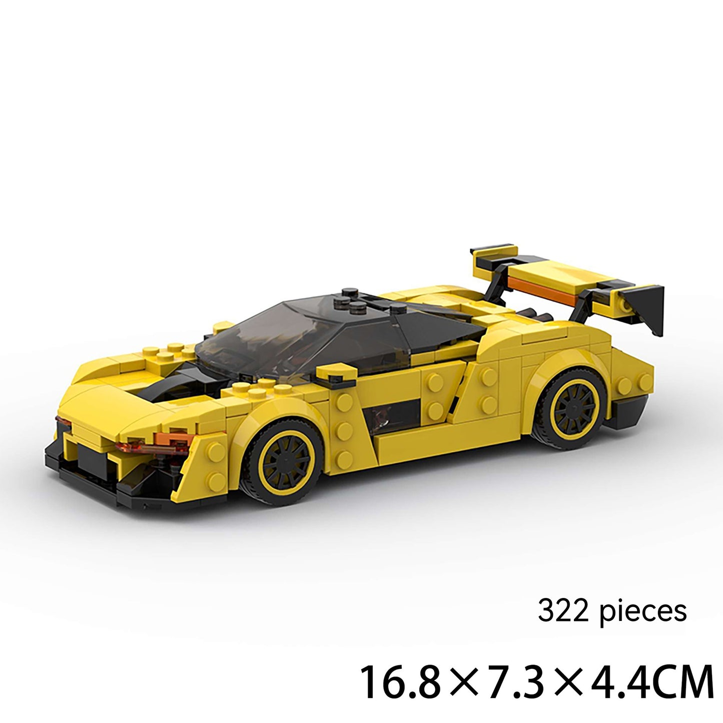 Yellow Track Supercar 8-Stud Building Blocks (16.8×7.3×4.4 cm)